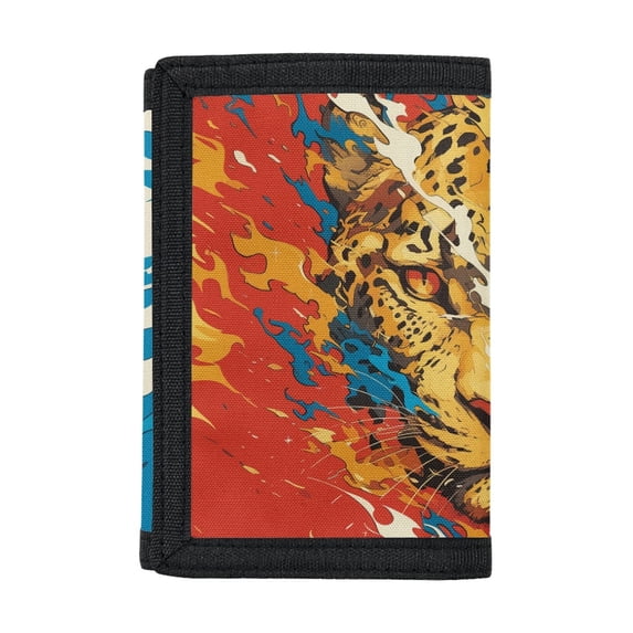 Chririnla Leopard Print Trifold Card Wallet, Polyester Wear-Resistant Kids Wallet for School and Daily Travel Use