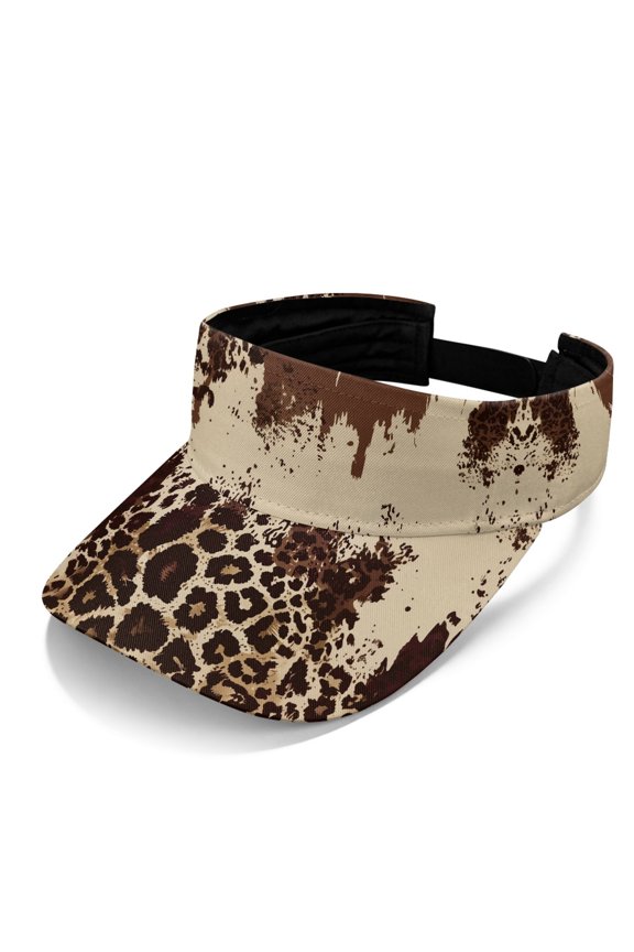 Leopard Spot Texture Empty Top Design Sun Visor Hat for Golf Outdoor Sports, Adjustable Open Top Sun Visor Cap