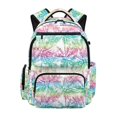 thumbnail image 1 of Chririnla Lightweight Backpack for Elementary School Middle School, 600D Polyester Multi Pocket Book Bag, Rainbow Palm Tree Pattern, 1 of 10