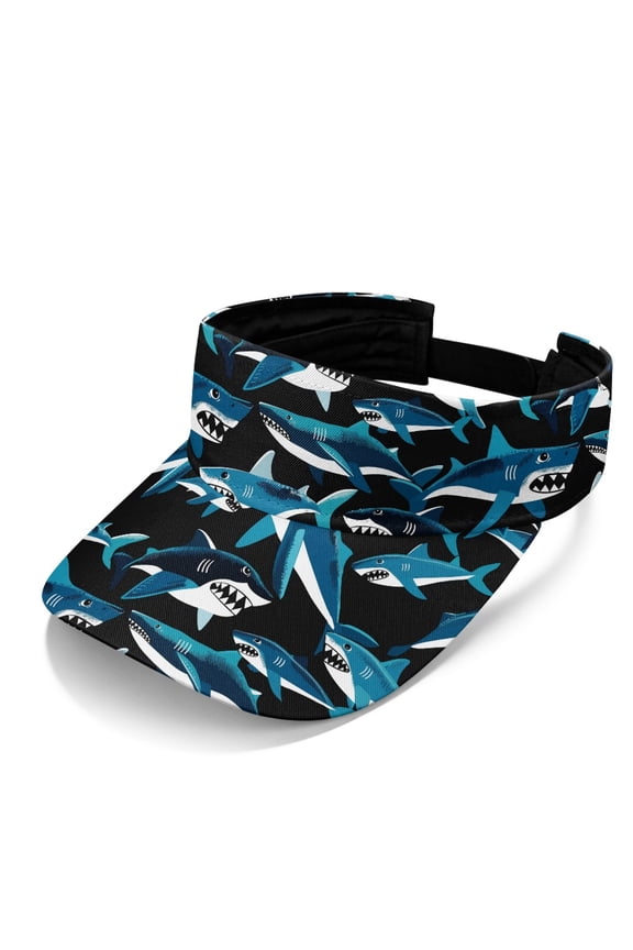 Lightweight Visor Cap for Walking Tennis, Polyester Fabric UV Protection Sun Visor Hat, Shark Ocean