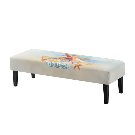 Chririnla Long Bench Slipcover with Beach Starfish Pattern, Polyester Spandex Elastic Soft Fabric for Dining Bedroom and Living Room