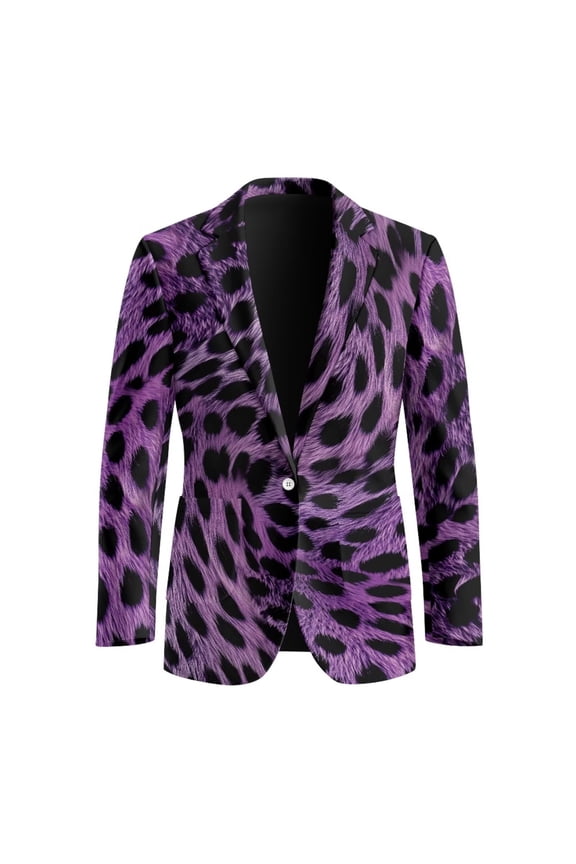 Long Sleeves Sport Coat for Men Leopard Printed Breathable Slim Fit Sport Travel Business Blazerwith Pockets for Wedding,Dinner,Prom,Party,S