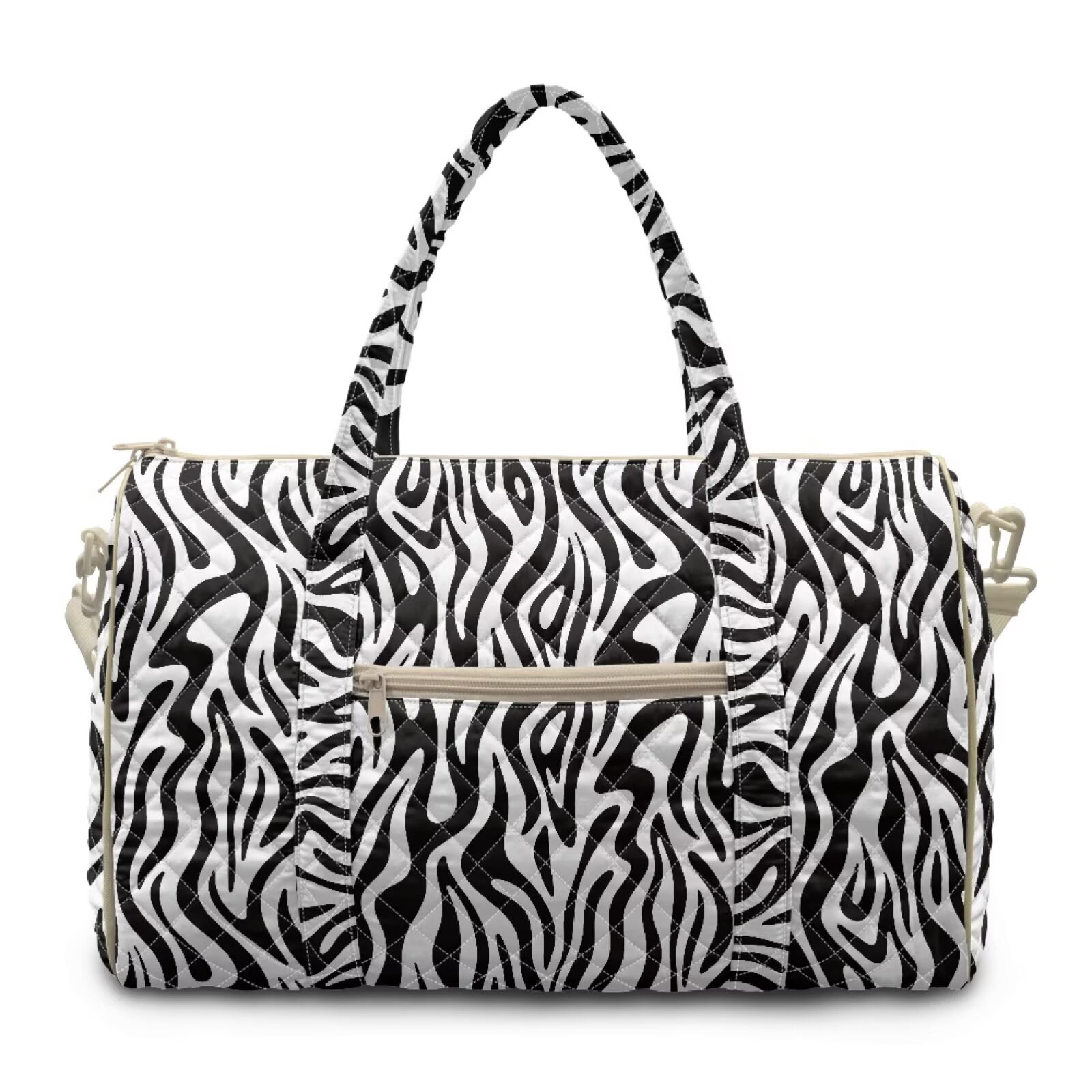 Chririnla Luggage Bag Weekender Bags for Women Travel Trendy Sports Bag with Quilted Fabric for Business Trips, Classic Zebra Stripe Print