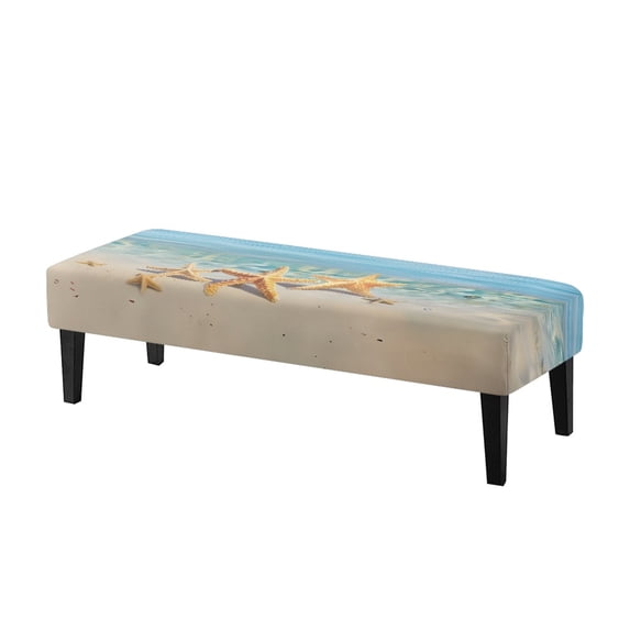 Chririnla Machine Washable Bench Covers, Beach Starfish Print Polyester Spandex Anti-Pet Hair Dining Bench Covers for Home Bedroom