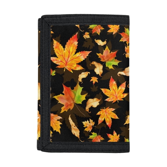 Chririnla Maple Leaf Pattern Trifold Card Wallet, Polyester Children's Wallet for Sports, Lightweight Slim Kids Trifold Wallet