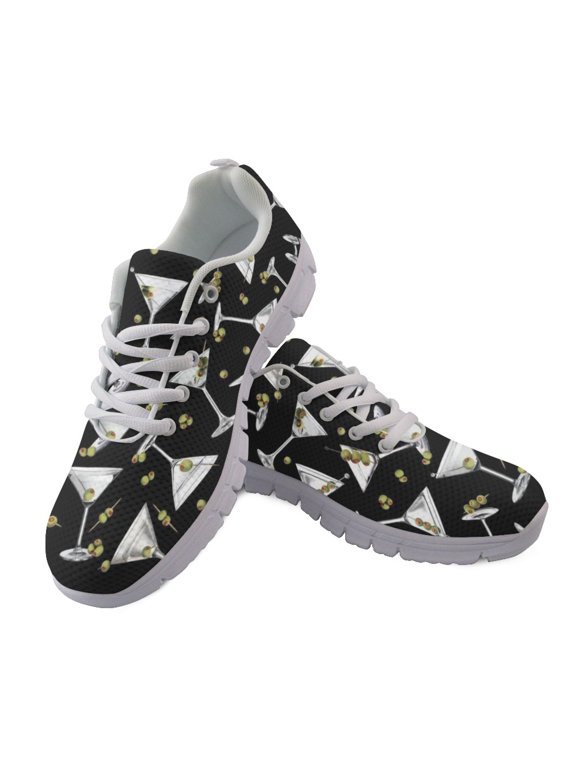 Martini Olive Print Soft Running Shoes, Transpirables Mesh Running Sneakers for Walking Road and Gym Jogging