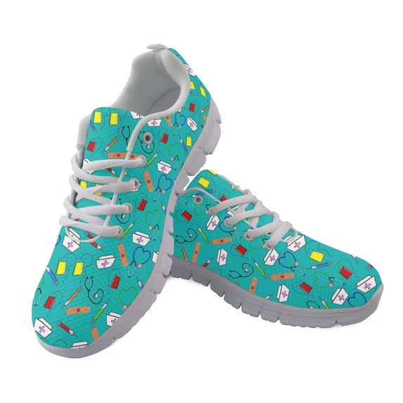 Chririnla Medical Print Breathable Running Sneakers, Mesh Lace up Walking Shoes for Men and Women for Daily Travel and Work