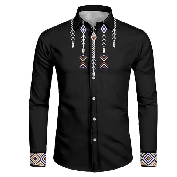Chririnla Men Business Shirt Aztec Tribal Indian Long Sleeve Shirt Business Casual Shirts Lightweight Button Clothes Long Sleeve Formal Clothes for Men M-3XL