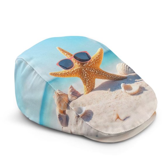 Chririnla Men's Flat Ivy Blue Sea Turtle Print Gatsby Newsboy Driving Hat Adjustable Irish Cabbie Ivy Driving Hunting Cap