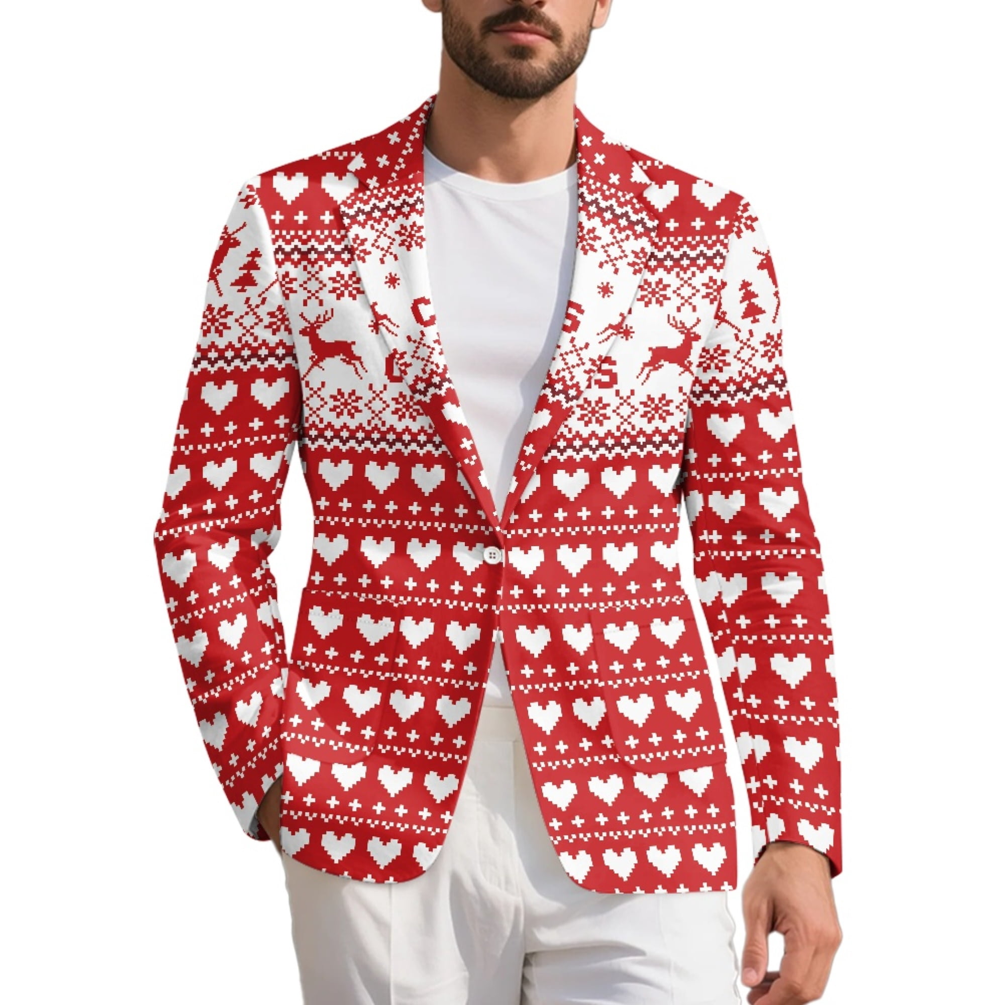 Chririnla Men's Open Front Suit Breathable Business Daily One Button ...