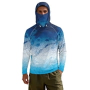 Chririnla Mens UPF 50+ Sun Protection Hoodie Long Sleeve UV Rash Guard with Pocket for Fishing Hiking Running Snakeskin Print 2XL