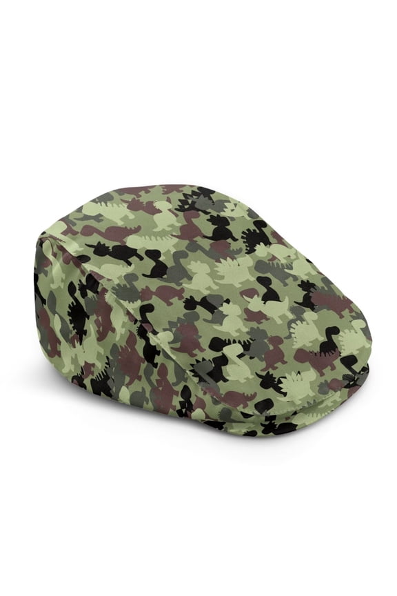 Mens Breathable Mesh Summer Hat Green Camo Print Adjustable Newsboy Beret Ivy Cap Cabbie Flat Cap for Travel or Work