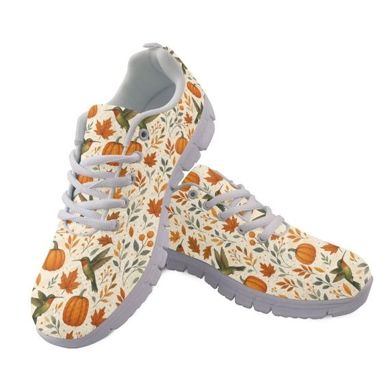 Chririnla Mesh Running Sneakers with Breathable, Lightweight Casual Training Shoes for Travel, Pumpkin Hummingbird Autumn