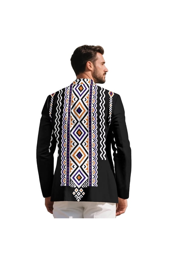 Mexican Blazer for Mens Regular Fitted Tuxedo Jackets South Indian Aztec Print One Button Sports Coats Work Wedding Dress Suit Blazers Jacket