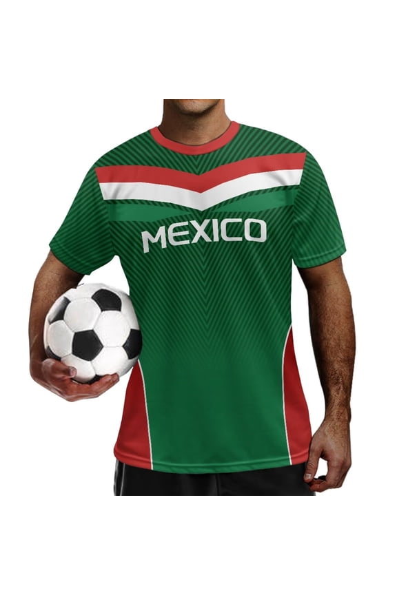 Mexico Flag Soccer Practice Jerseys for Men Moisture Wicking Football Shirt Lightweight Soft Athletic Short Sleeve T-Shirt Gifts for Soccer Fans Men S-4XL