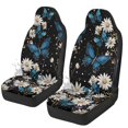 thumbnail image 1 of Chririnla Moonlit Daisy & Blue Butterfly Pattern Front Seat Covers Polyester Waterproof Easy to Install Car Seat Protectors for Auto, 1 of 12