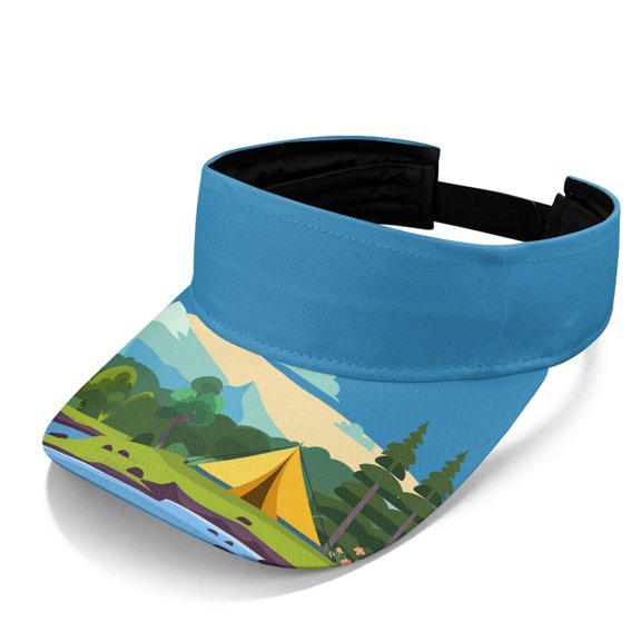 Chririnla Mountain Camping Design Sun Hat, Lightweight Sun Visor Cap Polyester Fabric Adjustable Strap UV Protection Sun Visor Hat for Running Tennis Golf