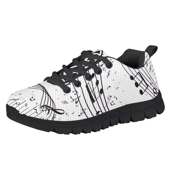 Chririnla Music Note Shoes for Boys Size 3 School Sneakers Big Kids Mesh Walking Shoes for School Travel Casual Lightweight Slip on Running Tennis Shoe with EVA Sole