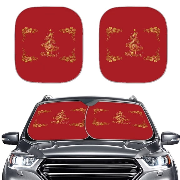 Chririnla Music Note Tree Windshield Sunshade for Car 2 Pieces Set Pop Up Auto Sun Cover Portable UV Rays Reflector Automotive Interior Accessories Ideal for Spring Travel & Daily Parking