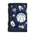 thumbnail image 1 of Chririnla Navy Basketball Print Toddlers Purse for Sports, Elastic Polyester Trifold Card Wallet with Lightweight Portable Money Organizer, 1 of 7