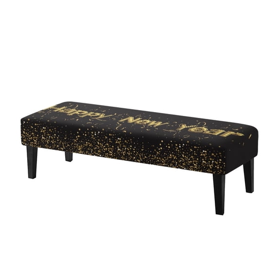 Chririnla New Year Rectangle Dining Bench Slipcover with Elastic Hem, Polyester Spandex Fabric Long Cover for Living Room Home