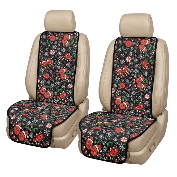 Chririnla Non-Slip Car Seat Cover for Vans, Quilted Breathable Fabric Machine Washable Car Front Seat Covers, Christmas Cherry Peppermint Pattern
