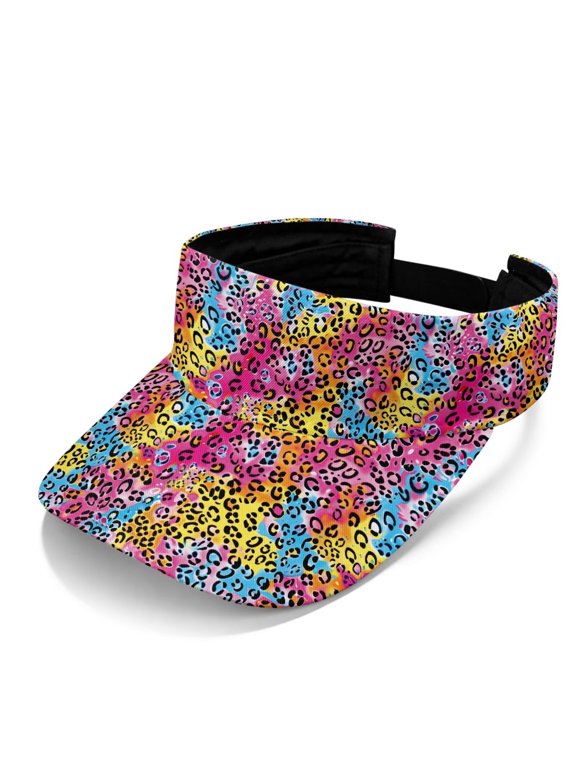Open Top Lightweight Sun Visor Adjustable Unisex for Golf Beach Running Walking Summer Sports Bright Color Leopard Pattern