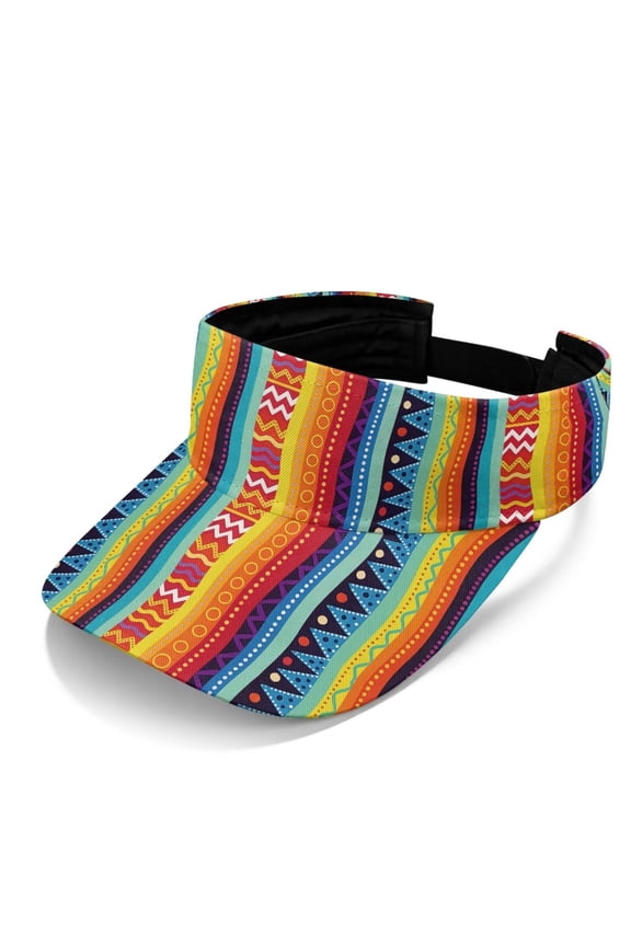 Open Top Lightweight Sun Visor Adjustable Unisex for Golf Beach Running Walking Summer Sports Hippie Geometric Print