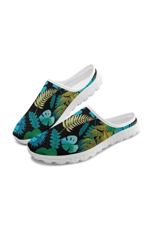 Palm Leaves Womens Shoes Mule Comfortable Backless Casual Mesh Sneakers Breathable Fashion Sport Clog House