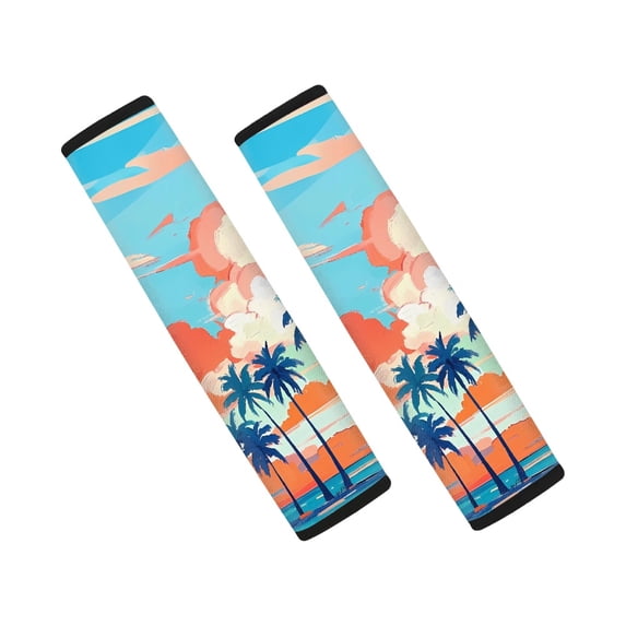 Chririnla Palm Tree Pattern Seat Belt Covers 2 Pack, Car Seat Belt Pads Polyester Non-Slip Premium for Auto Cars Truck