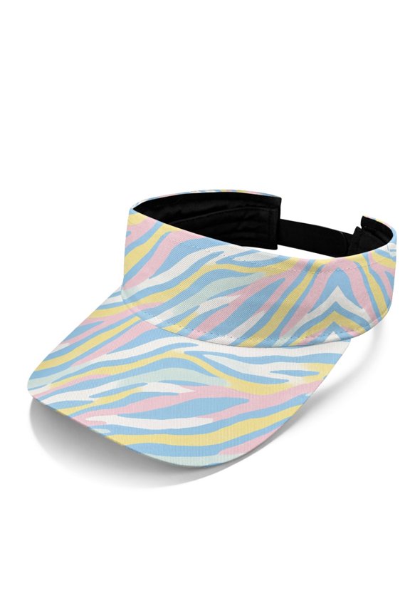 Pastel Stripes Sun Visor Cap for Unisex, Polyester Fabric Lightweight Adjustable Empty Top Visor for Golf Running Travel
