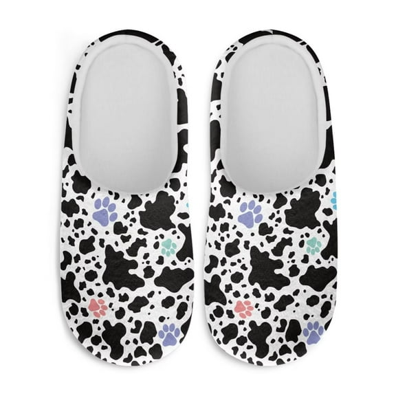 Chririnla Paw&Cow Print Cotton Slippers Soft Plush Warm Cozy Comfy Washable Comfortable Cute Trendy Retro Casual Home Gifts Slippers