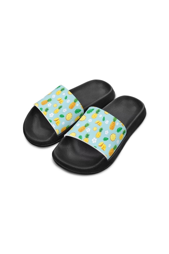Pineapple Slippers for Girls Kids House Slippers Non Slip Shower Shoes for Summer Beach Water Park Lightweight Slide Sandals for Indoor Outdoor