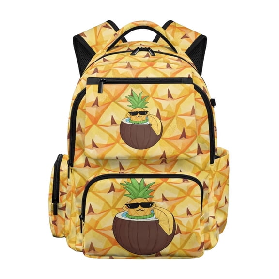 Chririnla Pineapple-Yellow Print Teen Girls School Backpacks Large Capacity Bookbag with Adjustable Padded Straps Lightweight Portable School Bags