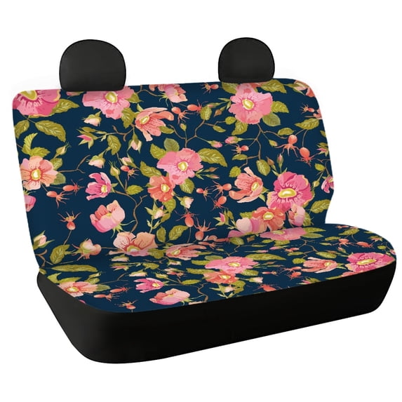 Chririnla Pink Floral Rear Bench Seat Covers for SUV, 2 Piece Non-Slip Back Seat Covers Durable Waterproof for Pet Fur and Vehicle Protection