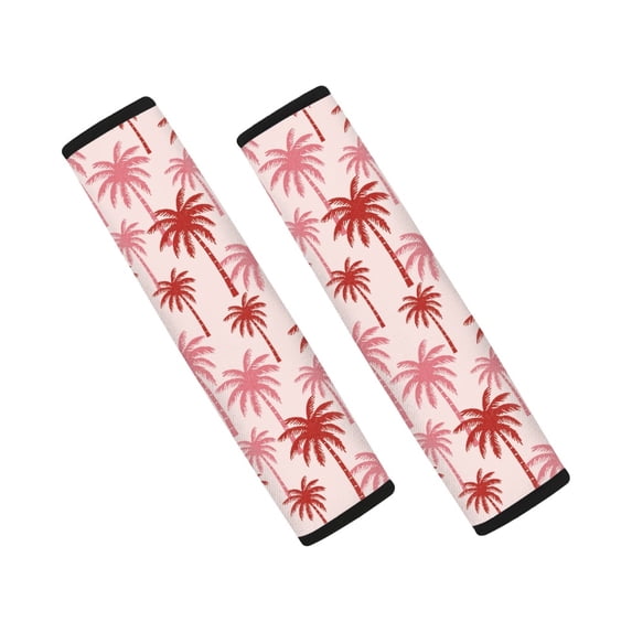 Chririnla Pink Gradient Coconut Tree Pattern Car Seat Belt Pads 2 Pack, Seat Belt Strap Covers Polyester Comfortable Driving Heat Insulation for SUV Auto Truck