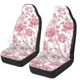 thumbnail image 1 of Chririnla Pink Peony Floral Print Front Seat Covers for Automobile, Easy to Install Waterproof Stretchy Polyester Fabric Automotive Seat Covers, 1 of 12