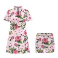 thumbnail image 1 of Chririnla Pink Rose Love Print Tennis Dress for Women with Built in Shorts and Pockets Slim Fit Valentine's Day Sundress Womens Casual Athletic Sports Running Workout Dresses, 1 of 7
