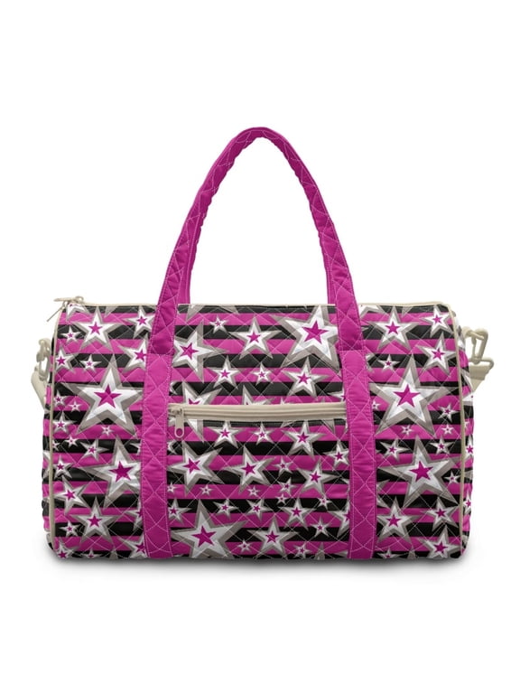 Pink Star Print Soft Duffle Bag with Shoulder Strap & Handle Dual Design Ideal for Gym Casual Overnight Bag Luggage Bags for Travel