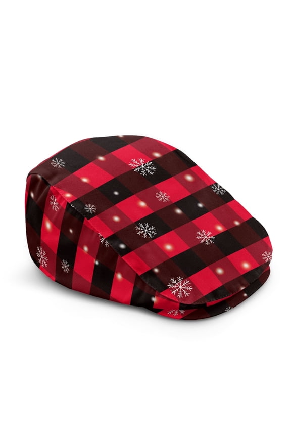 Plaid Design Polyester Forward Hat with All-Season, Adjustable Retro Flat Cap for Hiking Driving Summer