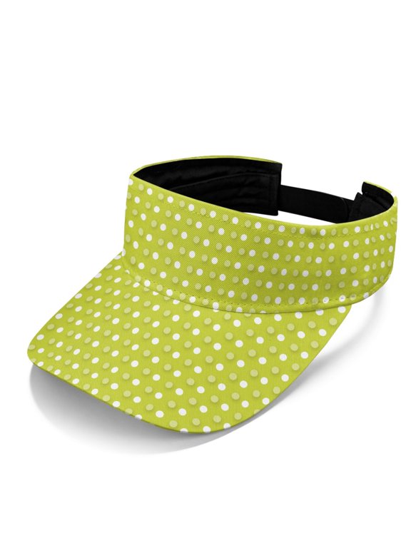 Polka Dot Lime Green Background Open Top Sun Visor Cap, Polyester Fabric Adjustable Back Strap Sports Sun Visor Hat Lightweight Sports Visor Hat for Men