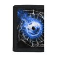 thumbnail image 1 of Chririnla Polyester Fabric Coin Purse Wallet with Blue Flame Soccer, Lightweight Change Purse for Daily Use and Sports, 1 of 6