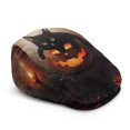 thumbnail image 1 of Chririnla Polyester Forward Beret Cap for Outdoor Driving Walking, Lightweight Wrinkle-Resistant Forward Cap, Black Cat Pumpkin Pattern, 1 of 4