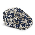 thumbnail image 1 of Chririnla Polyester Newsboy Hat for Casual Outings and Driving, Adjustable Durable Flat Beret Cap for Men and Women, Gold Baroque Scroll Pattern, 1 of 4