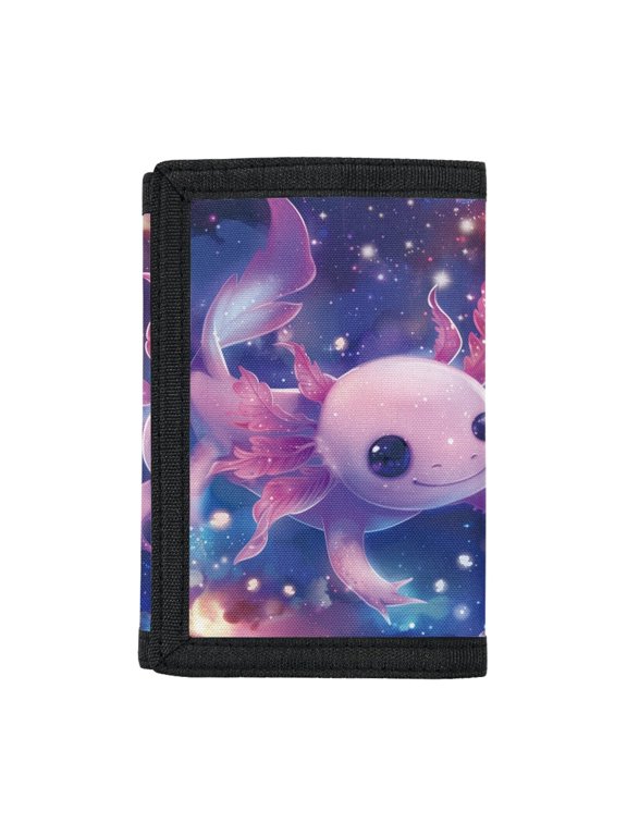 Polyester Toddler Wallet with Lightweight Foldable Trifold Card Wallet for School, Salamander and Butterfly Pattern Children's Wallet