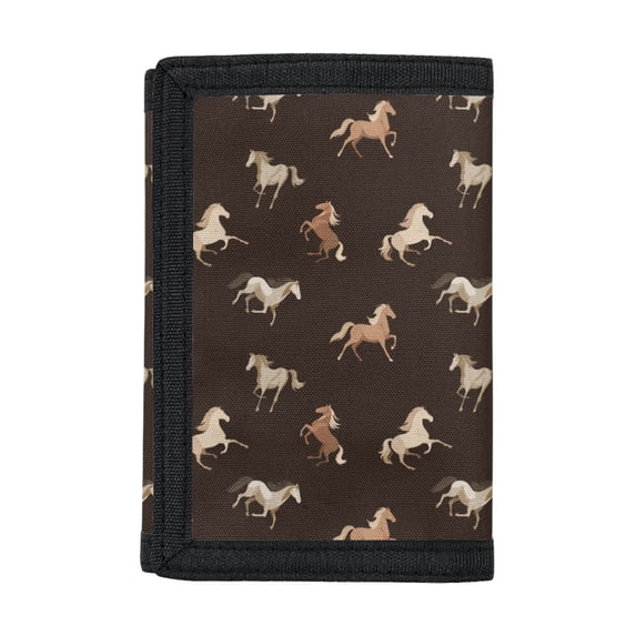 Chririnla Polyester Trifold Card Wallet with Large Capacity Easy to Clean Children's Wallet for Holiday, Running Horse Decoration Kids Trifold Wallet