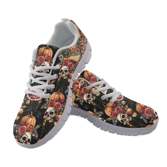 Chririnla Pumpkin Rose Pattern Breathable Walking Shoe for Men, Lightweight Mesh Running Sneakers for Training Gym