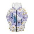 thumbnail image 1 of Chririnla Purple Daisy Butterfly Horse Youth Zip Up Hoodie Lightweight Long Sleeve with Pockets Casual Athletic Outerwear Teens Size 10-12, 1 of 7
