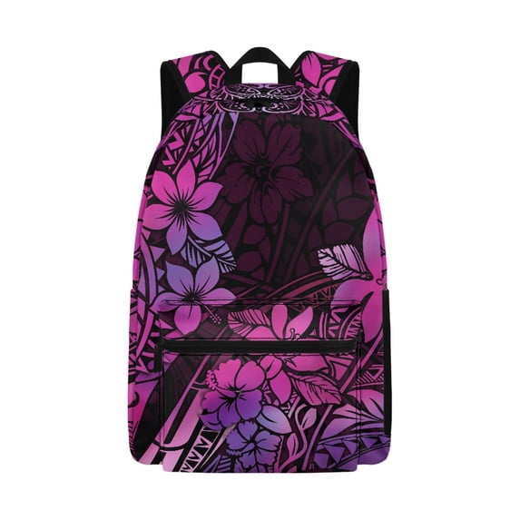 Chririnla Purple Hibiscus Backpack Set School Backpack Hiking Travel Bag