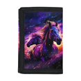 thumbnail image 1 of Chririnla Purple Running Horses Pattern Trifold Card Wallet, Polyester Children's Wallet for Sports, Lightweight Portable Kids Trifold Wallet, 1 of 6